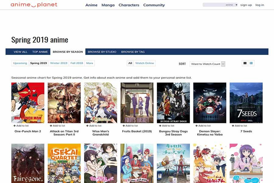 Animeplanet site